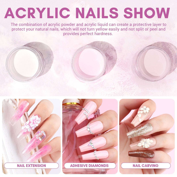 [US ONLY]3 Colors Acrylic Powder and Liquid Set