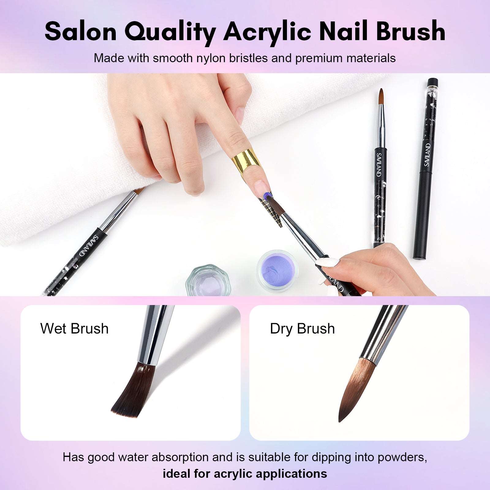7PCS Acrylic Nail Brush Set - Size 4/6/8/10/12/14/16