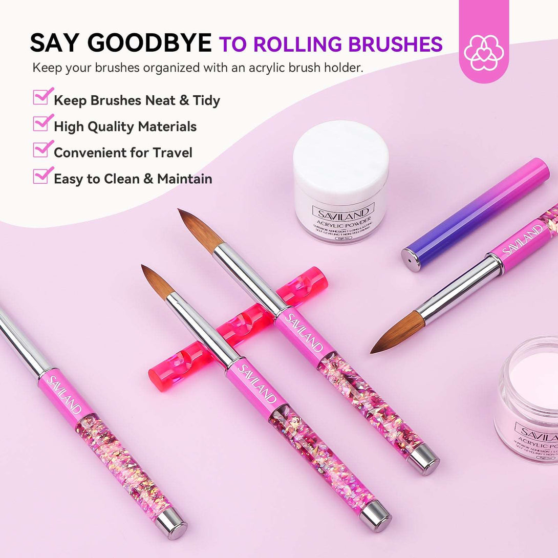 3PCS Acrylic Nail Brush Set - Size 8/10/14 Kolinsky Acrylic Nail Brushes
