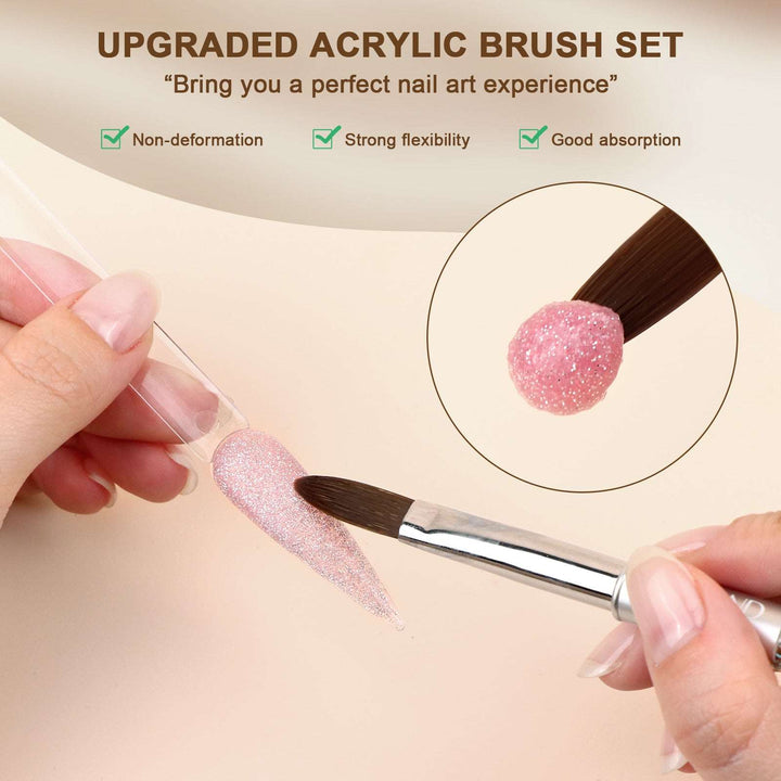4PCS Acrylic Nail Brush Size 6/10/12/14 -Pink Leopard Print