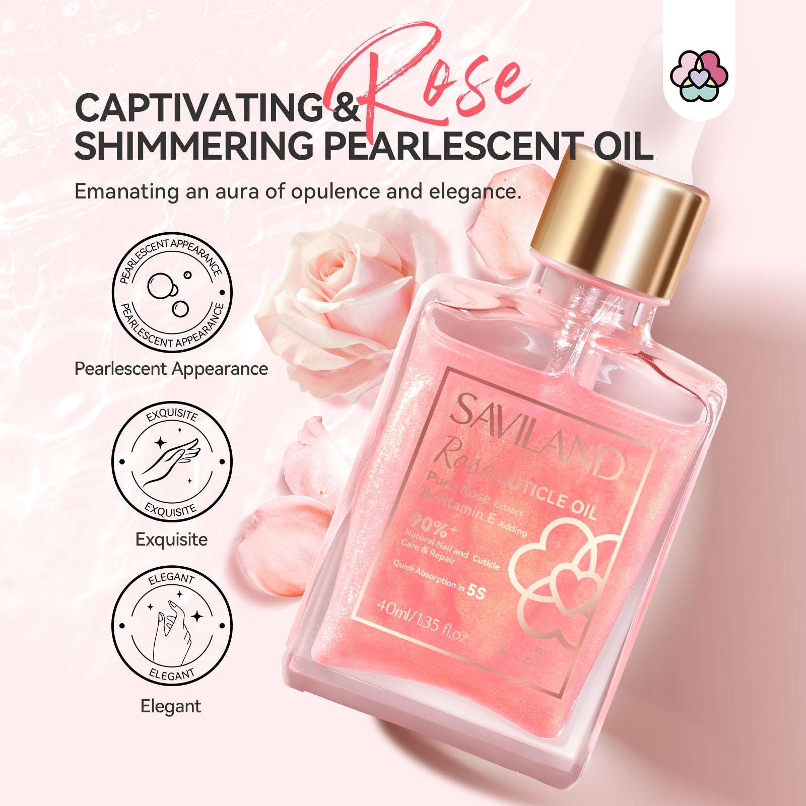Pearlescent Rose Cuticle Oil – Nail Cuticle Protector Rugosa Rose oil Nail