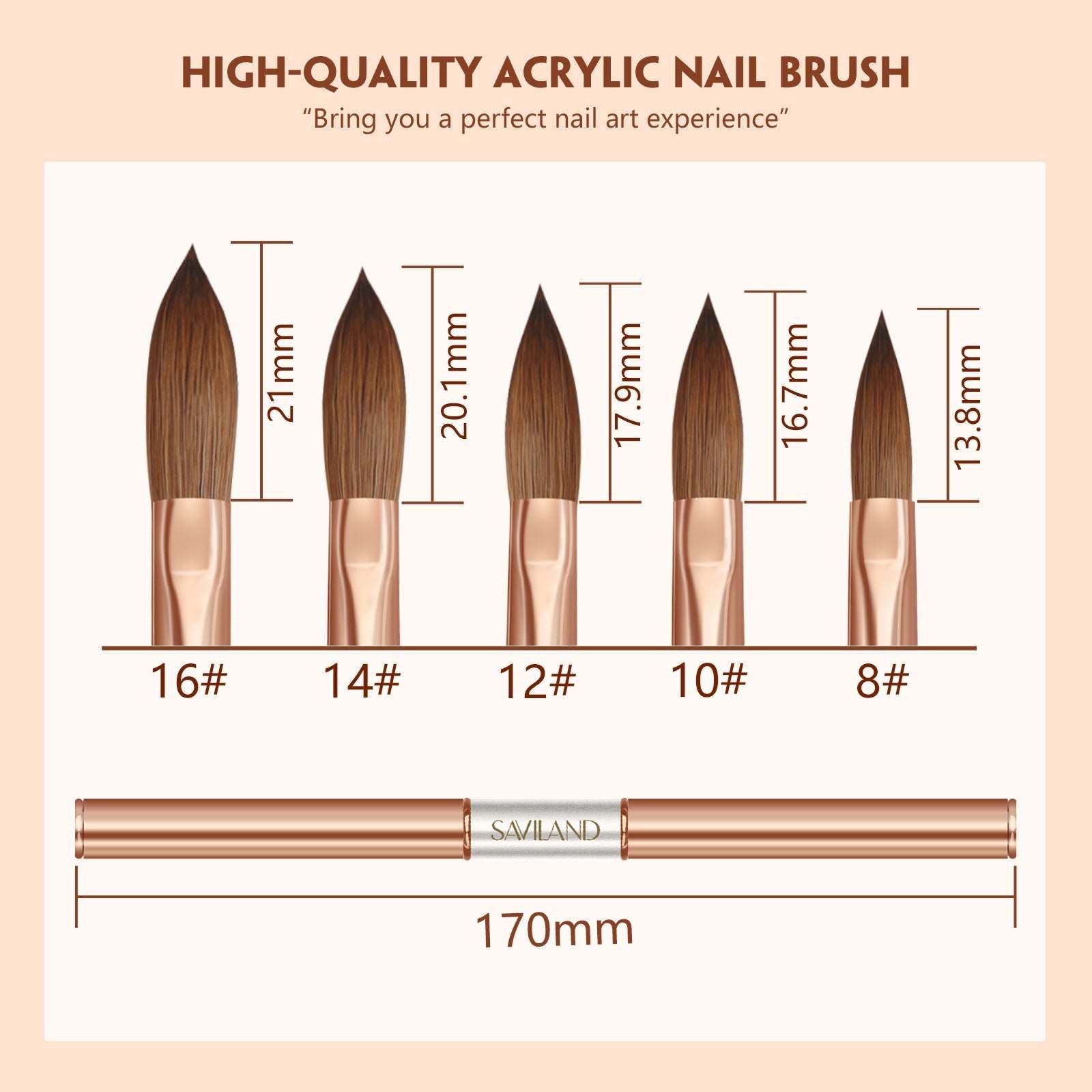 3PCCS Dual-end Design Acrylic Nail Brush Set - Size 8-12#  10-14# 12-16#