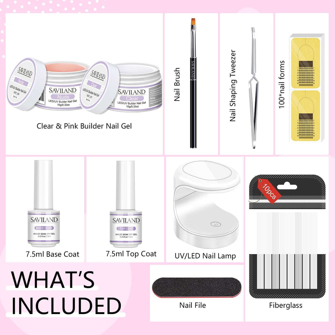 Builder Nail Gel Kit - Fiberglass Nail Extension Kit