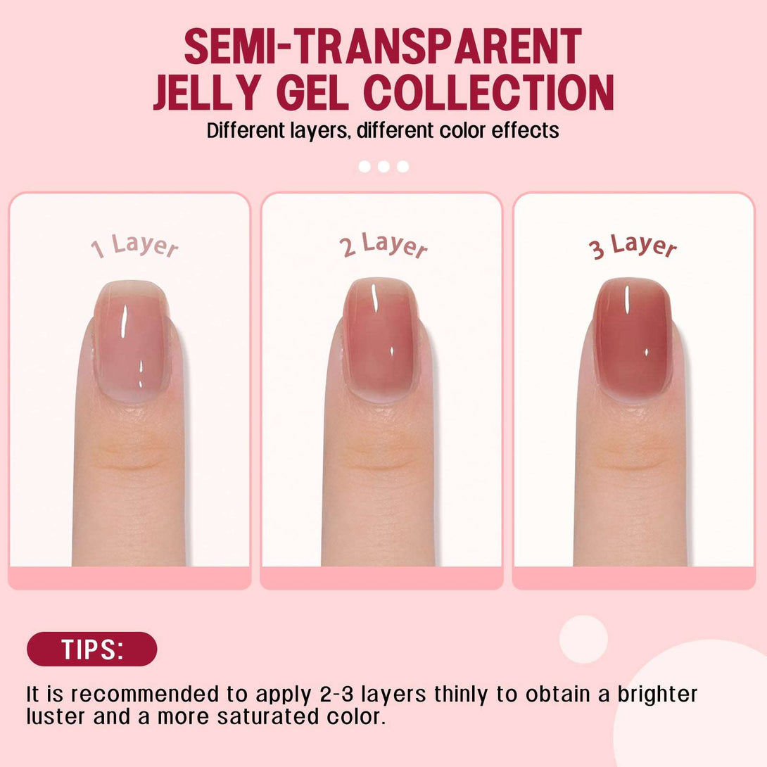30+3PCS Jelly Gel Polish Set – Sheer Milky Nudes Pink Transparent