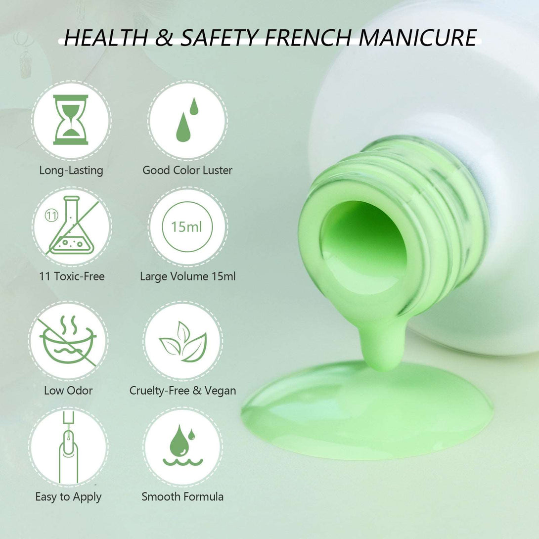 [US ONLY]1PC Summer Light Green Color - 15ML French Gel Nail Polish