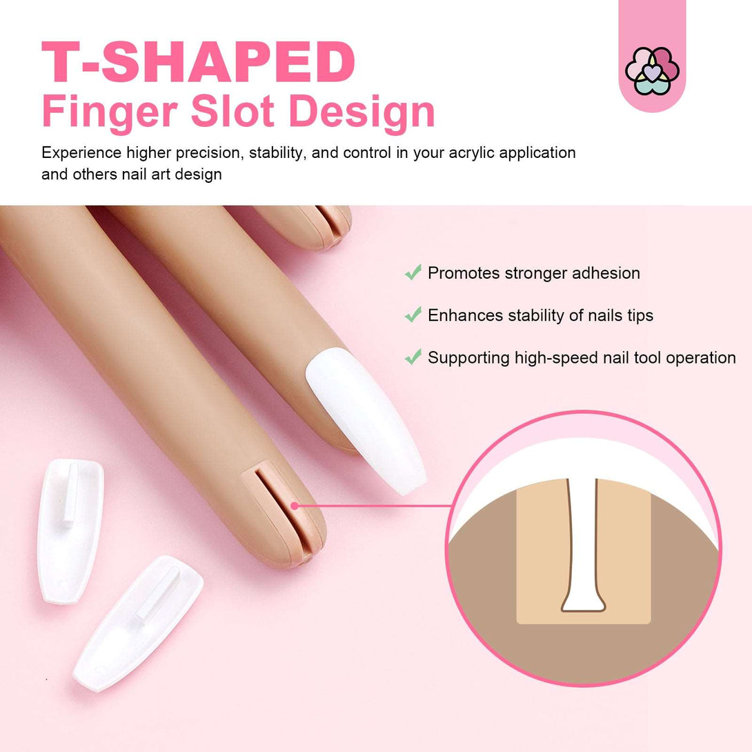 Silicone Practice Hand for Acrylic Nails, Upgraded Flexible Moveable Fake Hands