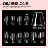 240PCS Long Coffin Full Cover False Nails Tips Kit