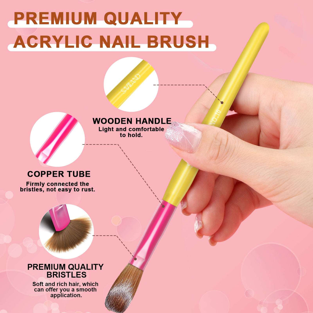 7PCS Rainbow Colorful Acrylic Nail Brush Set - Size 6/8/10/12/14/16/18