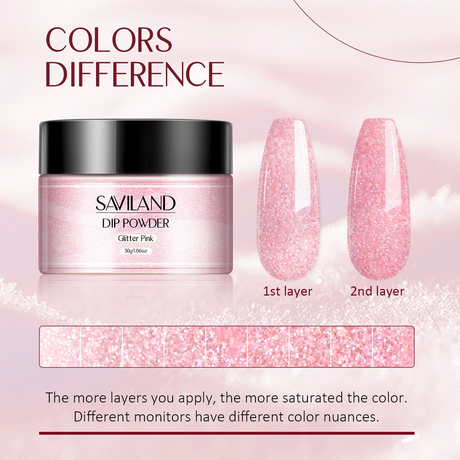 [US ONLY]Glitter Pink Dip Powder - 1.06Oz