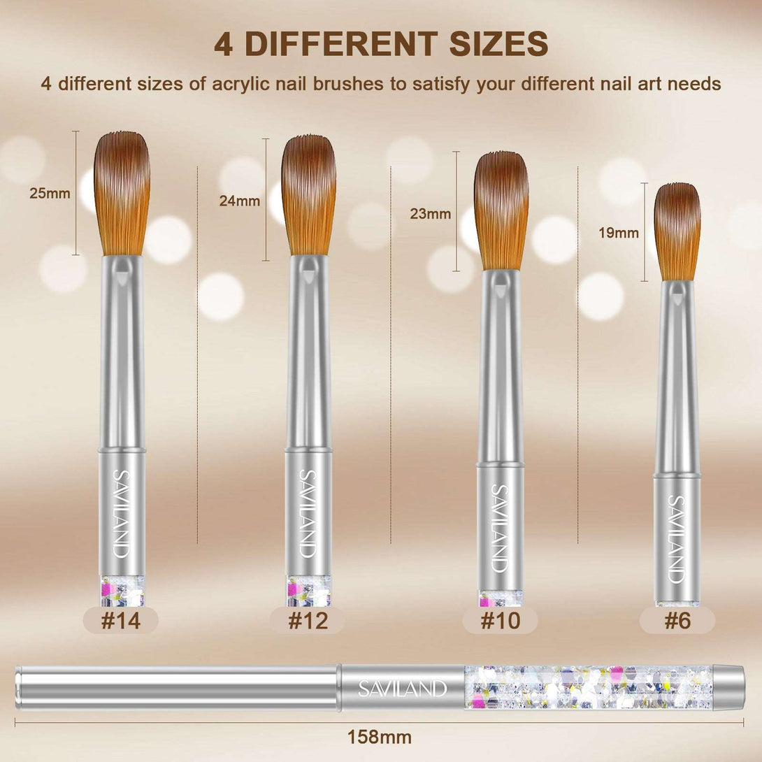 4PCS Acrylic Nail Brush Size 6/10/12/14 -Pink Leopard Print