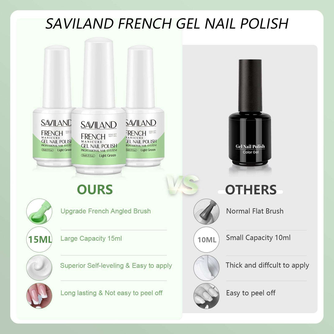 [US ONLY]1PC Summer Light Green Color - 15ML French Gel Nail Polish