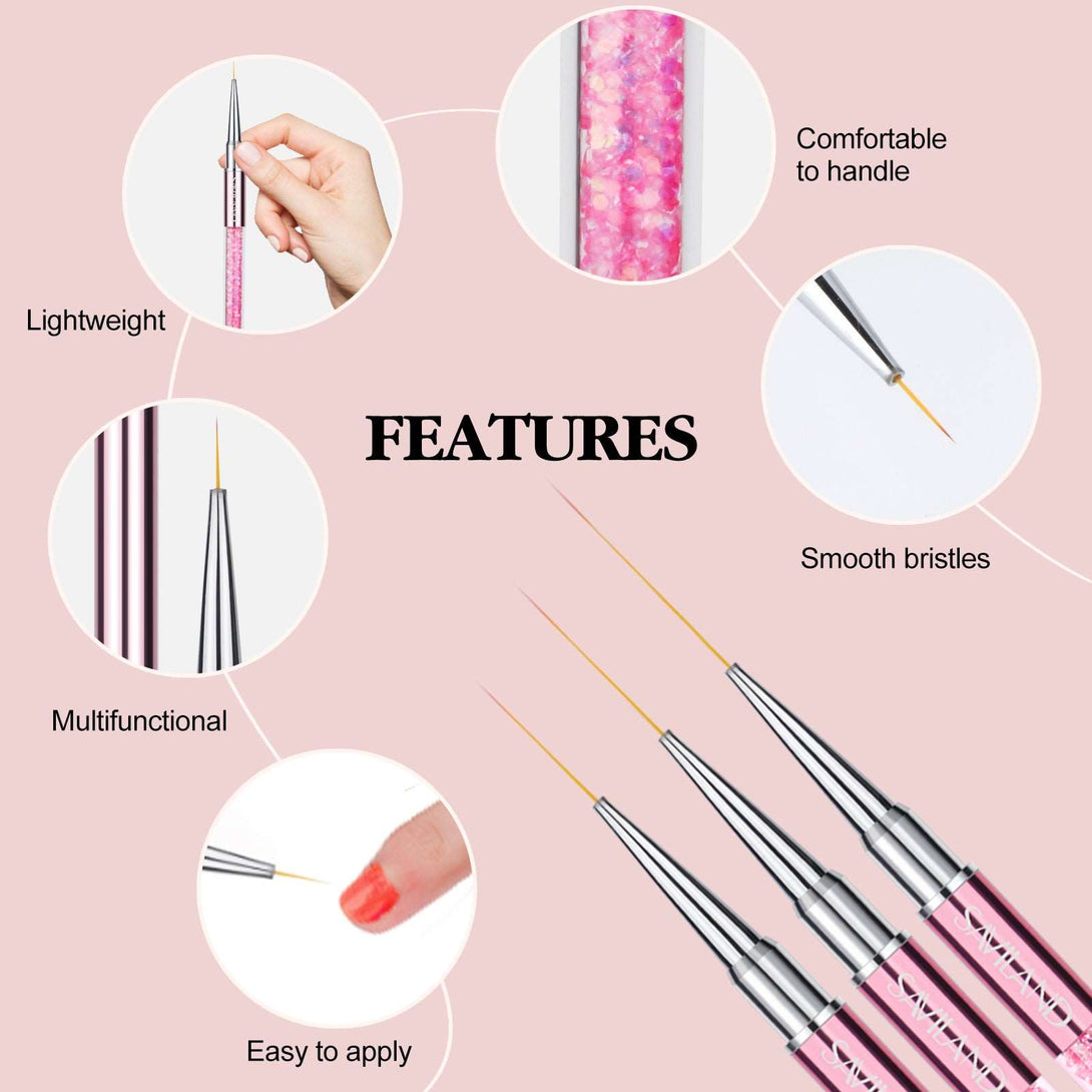 6PCS Rose Gold Art Nail Liner Brushes Set