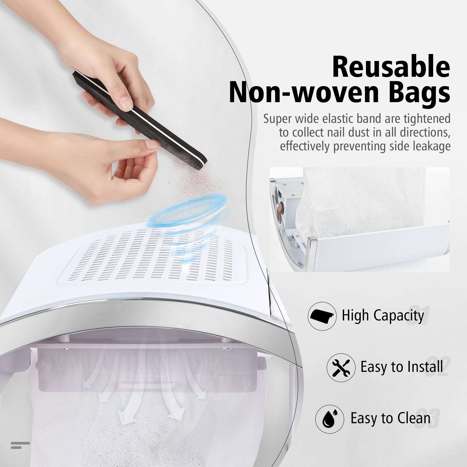 [US ONLY]80W Nail Dust Collector - Nail Vacuum Cleaner Machine