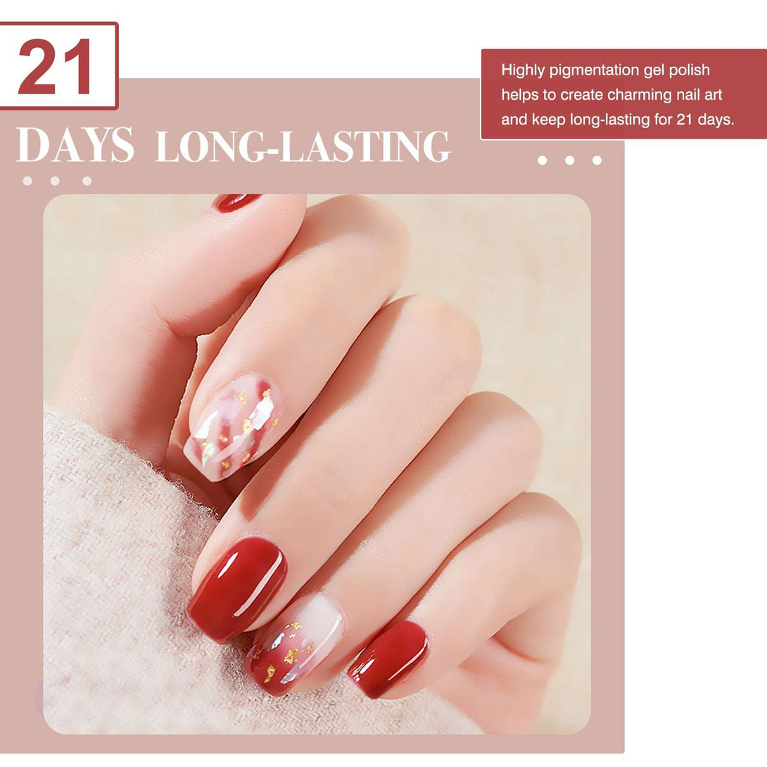 [US ONLY]42PCS - 32 Fall Colors Red Glitter Gel Polish Set