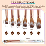 6pcs Acrylic Nail Brush Set Size 4/6/8/10/12/14