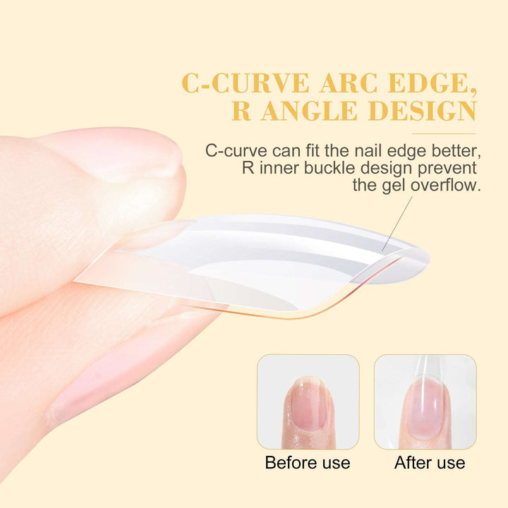 [US ONLY]240PCS - Full Cover Coffin&Almond Pre-shaped Clear Nail