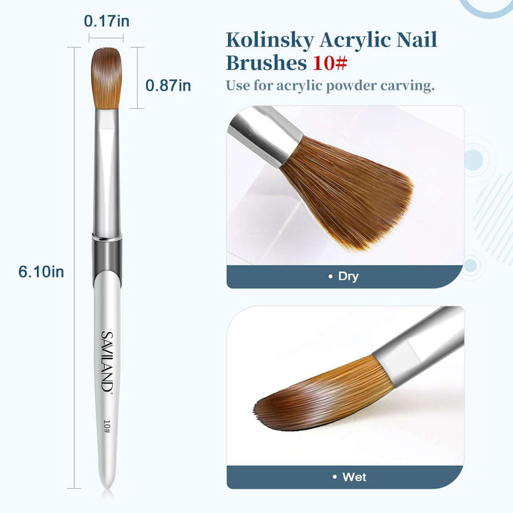 Size 10 Silver Kolinsky Acrylic Nail Brush