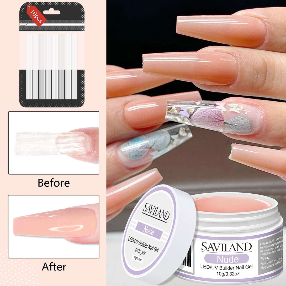 Builder Nail Gel Kit - Fiberglass Nail Extension Kit