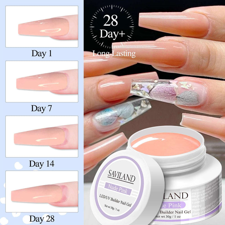 30g Clear Nude Pink Hard Builder Nail Gels Kit
