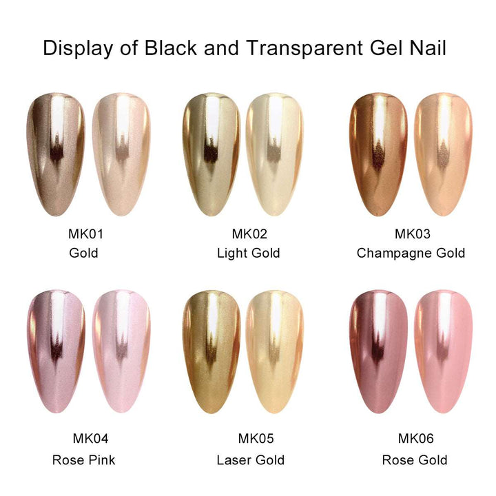 6 Jars Holographic Gold Chrome Nail Powder