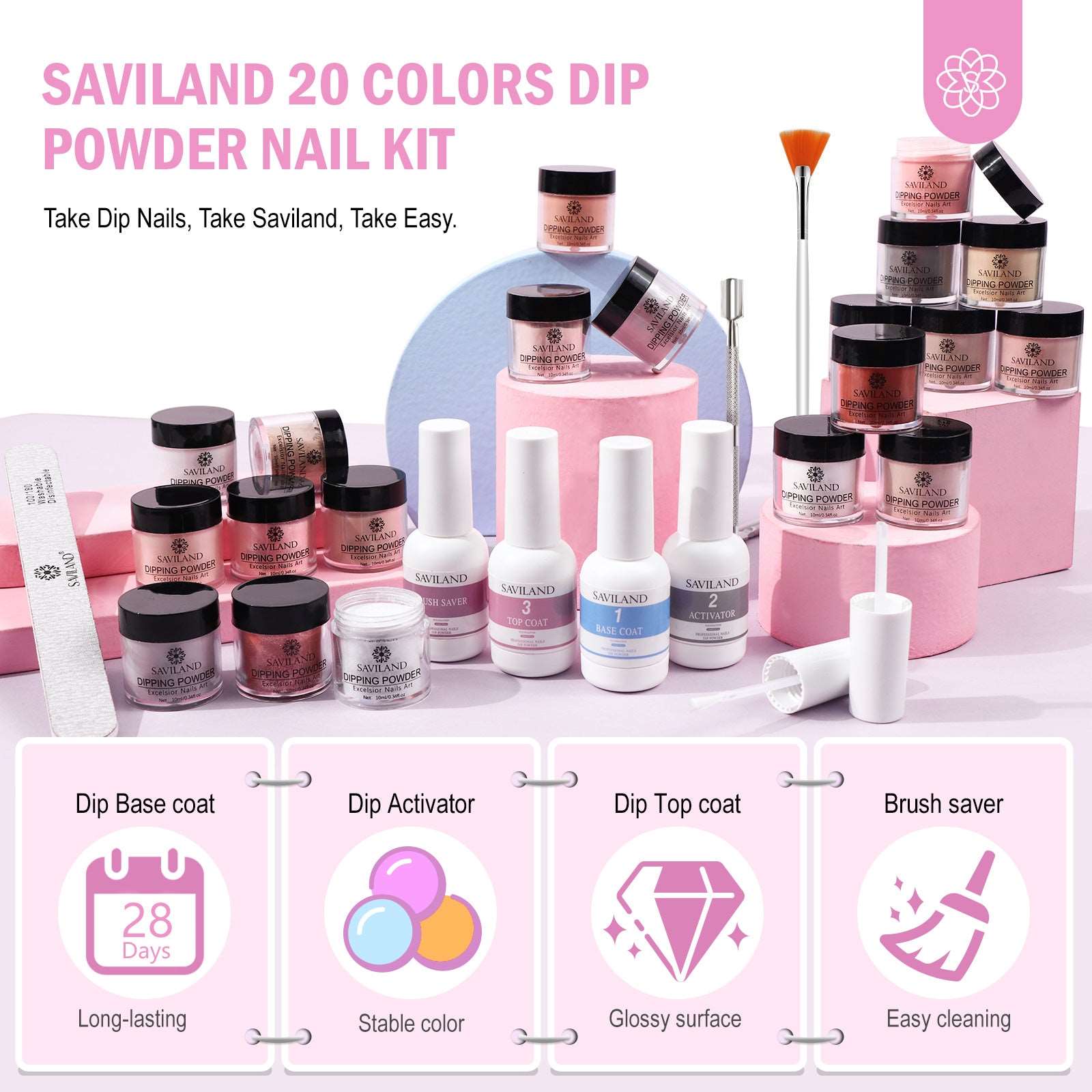[US ONLY]29pcs - 20 Colors Fall Autume Classic Nail Dip Powder Kit
