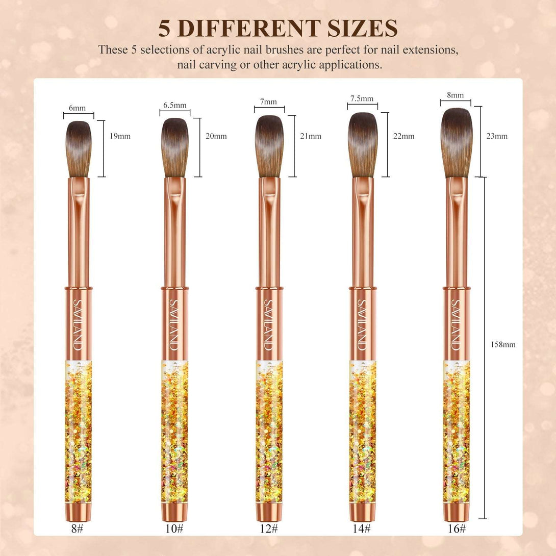 Size 10 Gold Kolinsky Acrylic Nail Brush