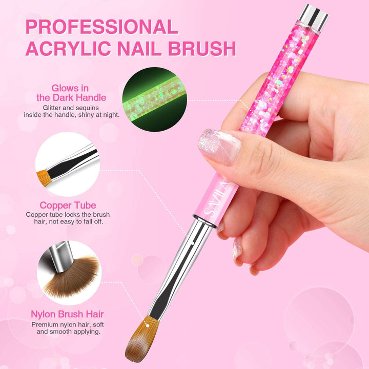 Saviland 6PCS Acrylic Nail Brush Set - Kolinsky Acrylic Nail Brushes for  Acrylic Application Size 8/10/14