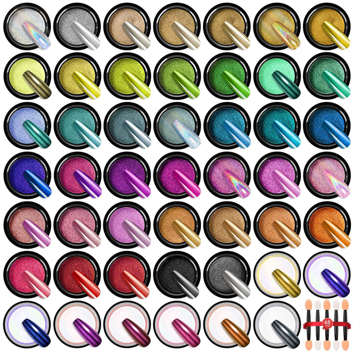 Chrome Nail Powder - 48 Colors Mirror Metallic Gold