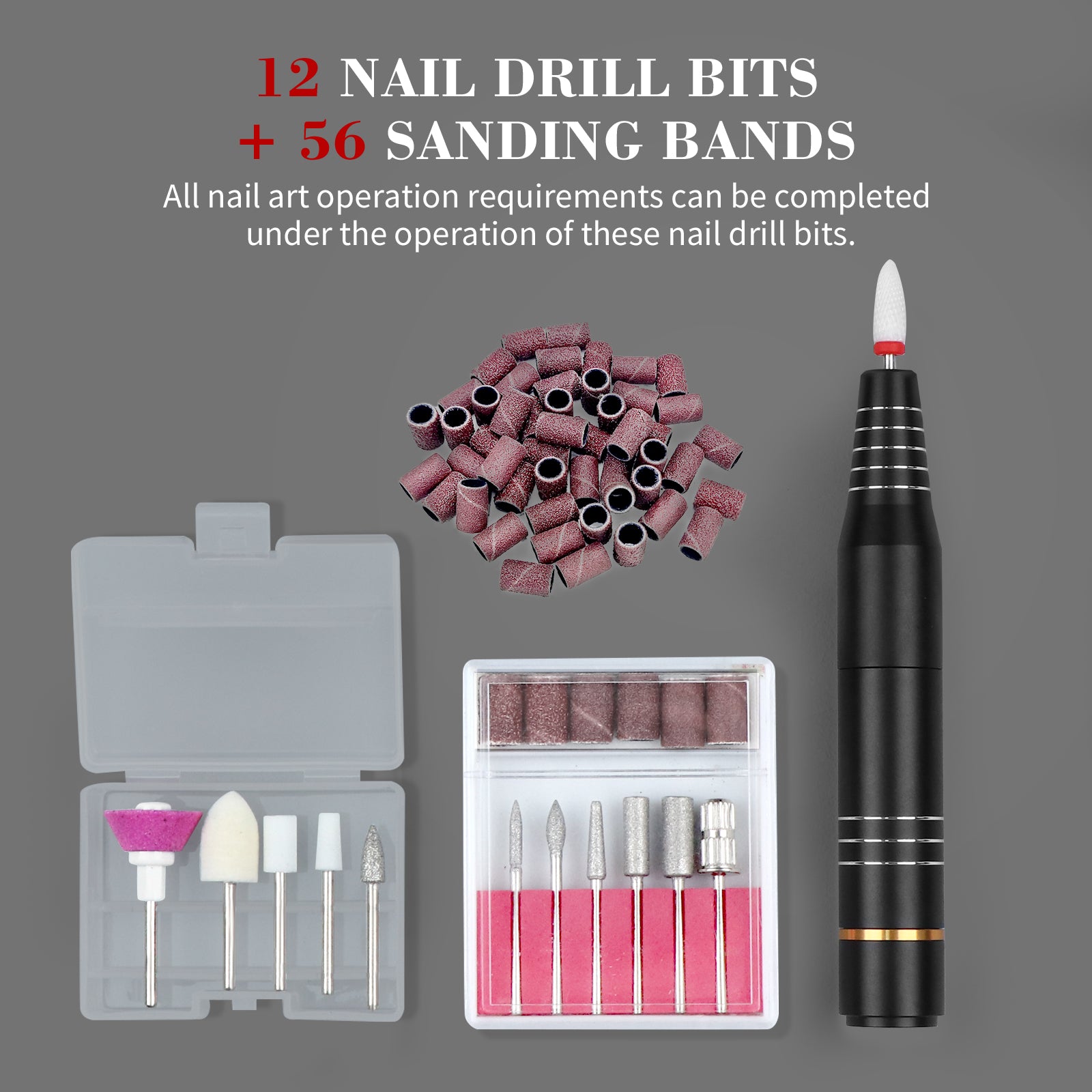 [US ONLY]Portable Electric Nail File – Nail Drill Kit Black