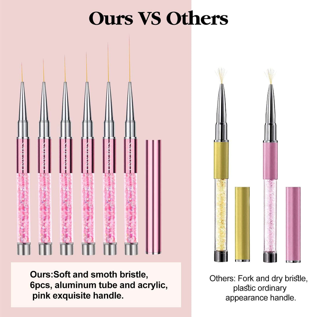 6PCS Rose Gold Art Nail Liner Brushes Set