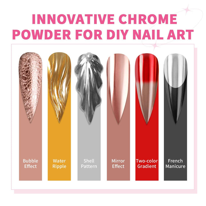 Chrome Nail Powder - 48 Colors Mirror Metallic Gold