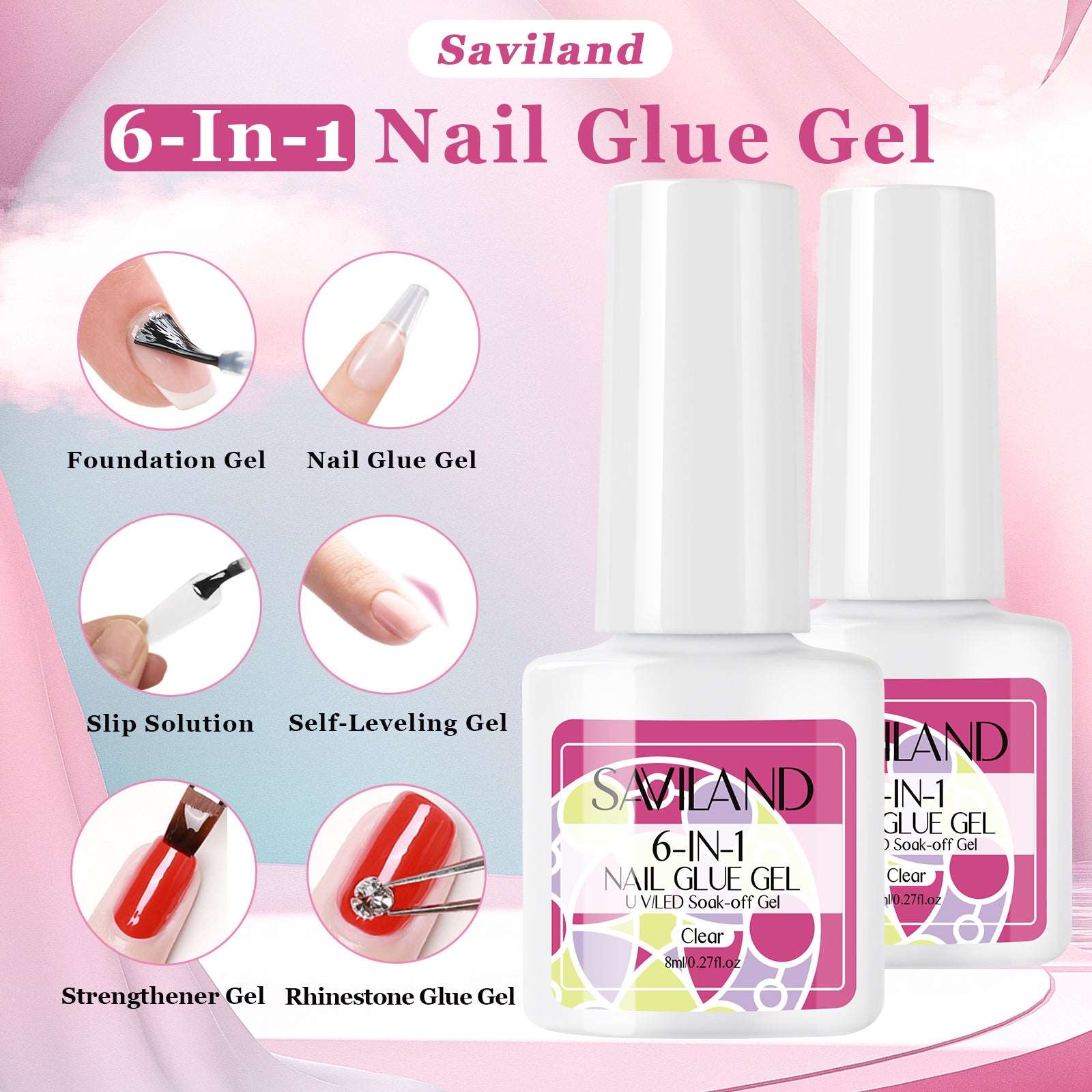 [US ONLY]2PCS 6 in 1 Gel x Nail Glue Set – Gel Nail Glue