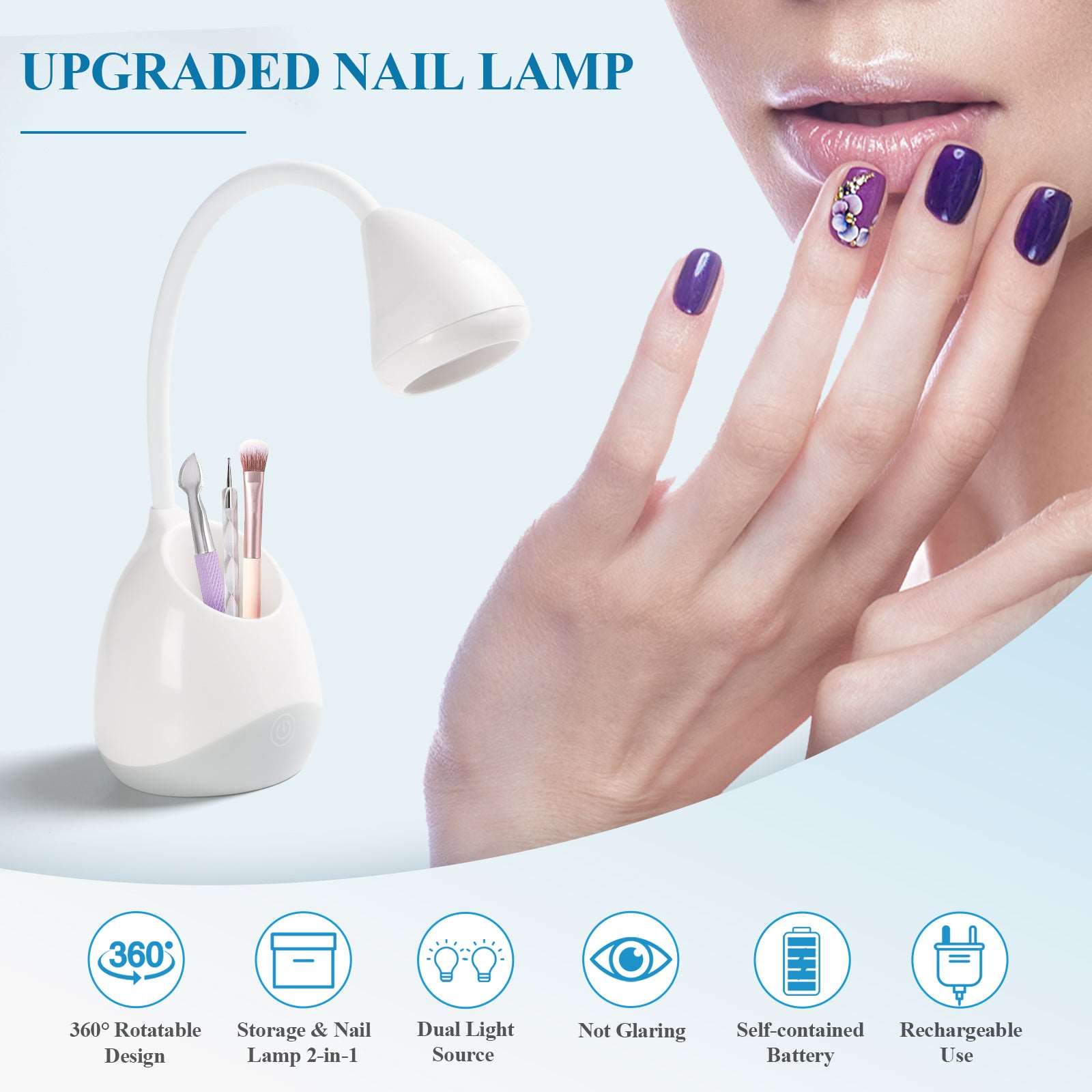 36W Gooseneck LED UV Nail Lamp, UV Light for Gel Nails Hands Free, Mini  Portable Nail Dryer, Gel UV Light Gel Nail Curing Lamp, Nail Art  Accessories