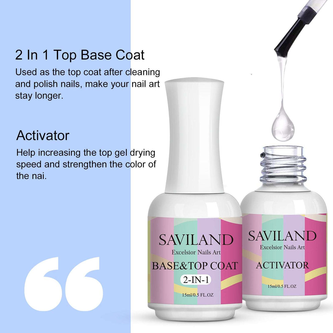 2 In 1 Top Base Coat with Activator Dip Powder Liquid Set