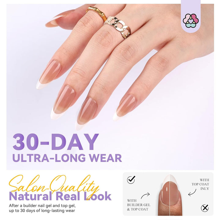 30 days long wear Medium Almond French Tip Press On Nails brown