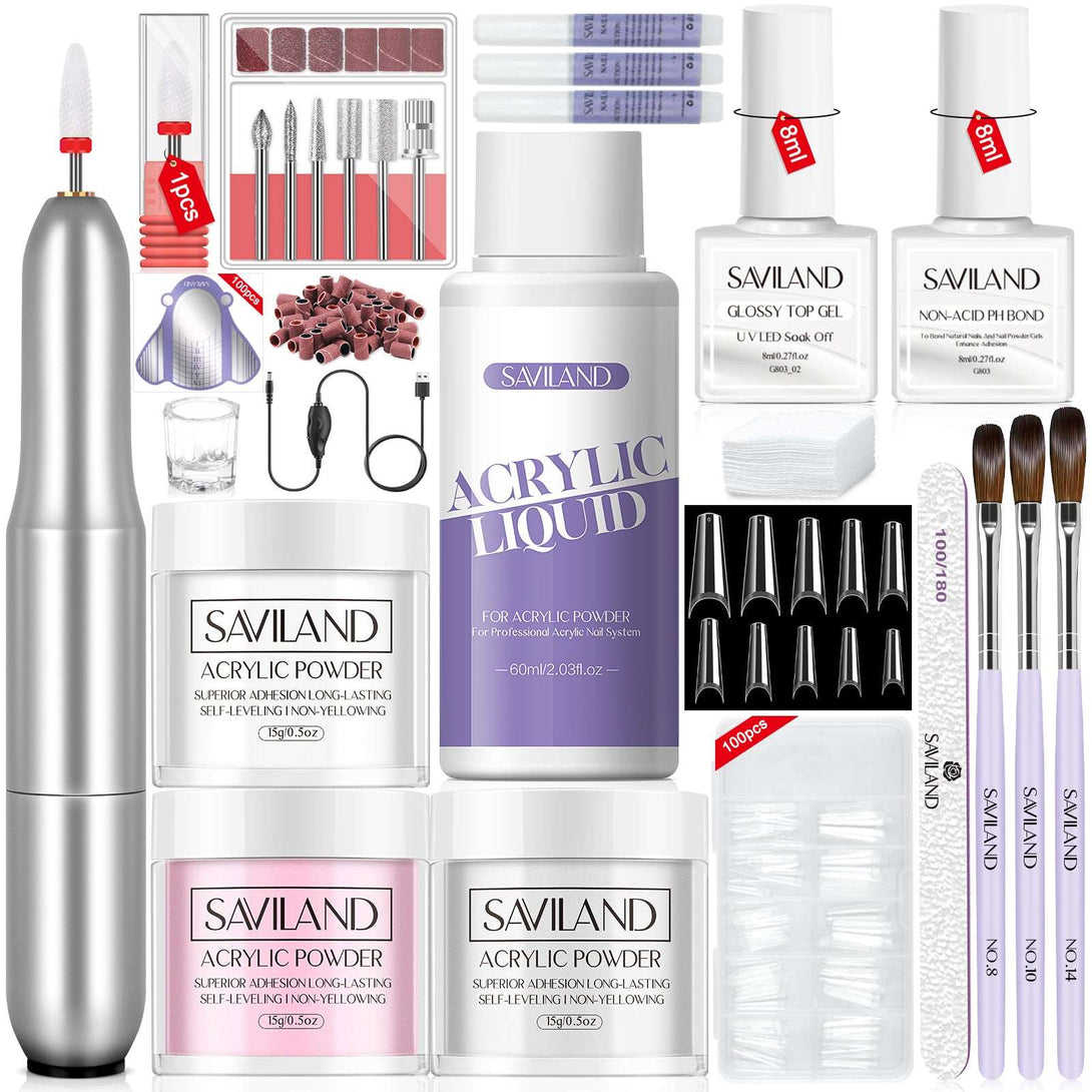 Acrylic Nail Kit for Acrylic Application - Clear/Pinks/White