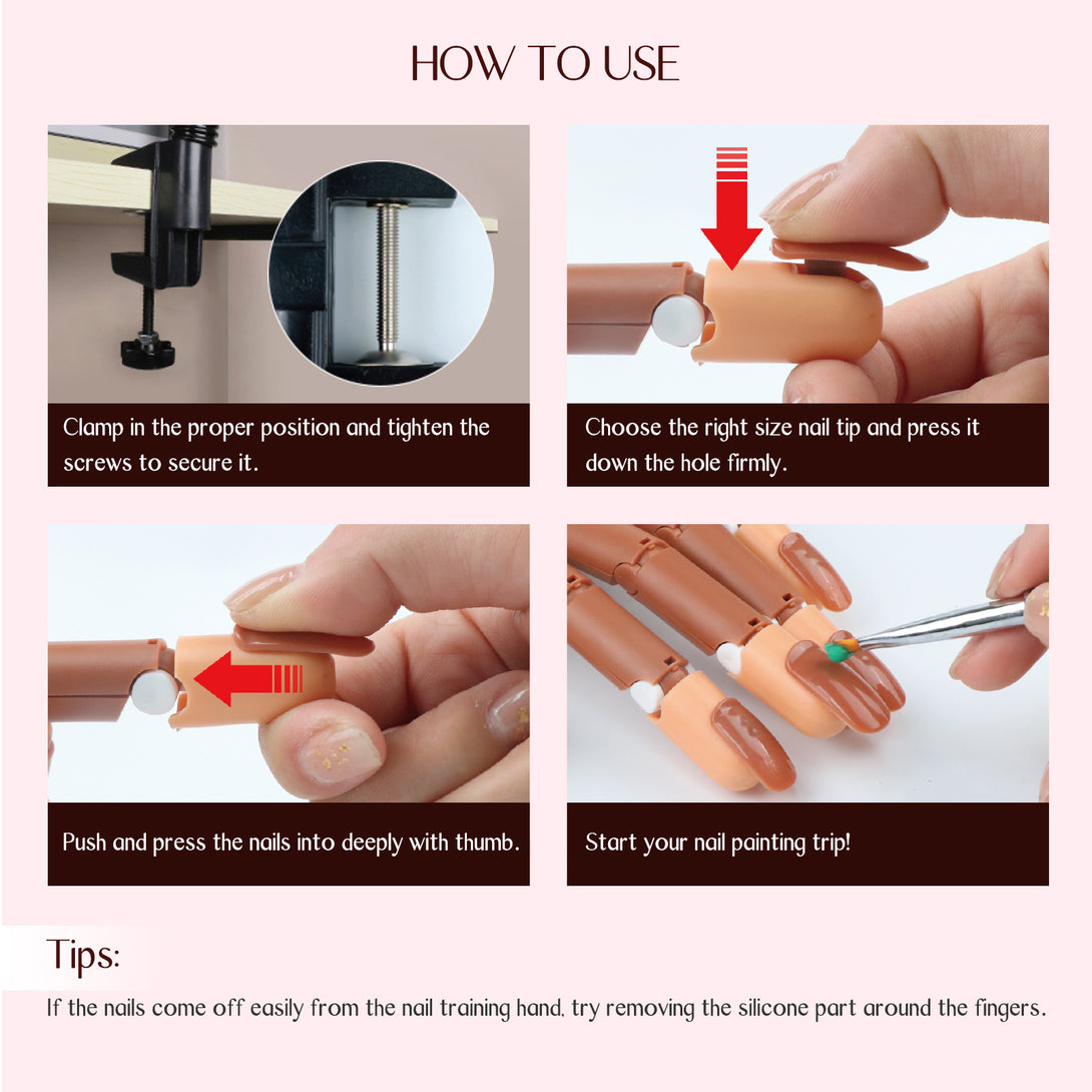 how to use the Saviland hand for nail practice kit
