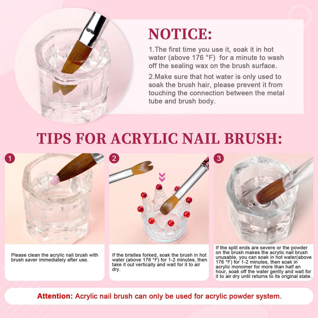 4PCS Acrylic Nail Brush Size 8/10/12/14
