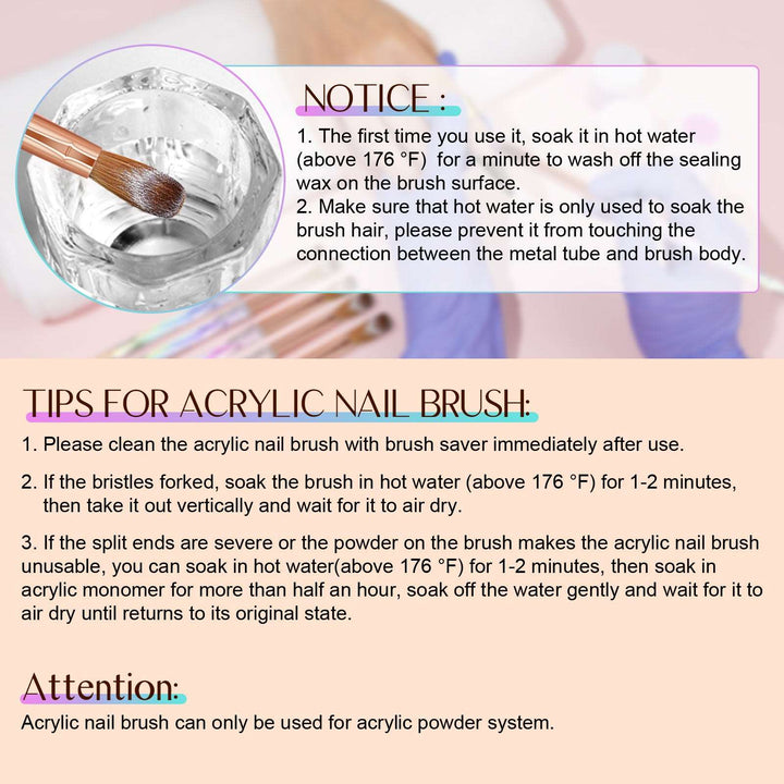 6pcs Acrylic Nail Brush Set Size 4/6/8/10/12/14