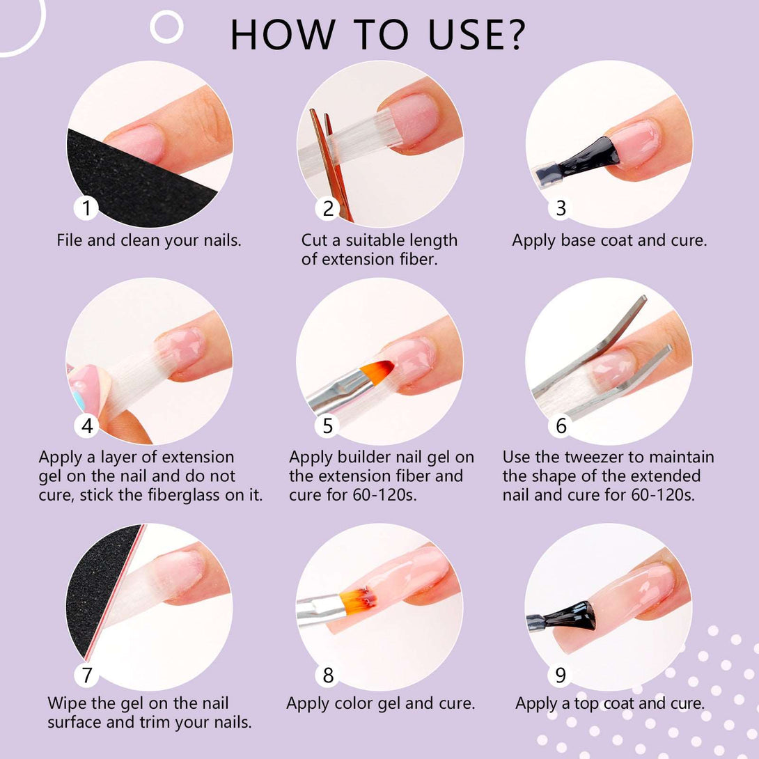 Builder Nail Gel Kit - Fiberglass Nail Extension Kit