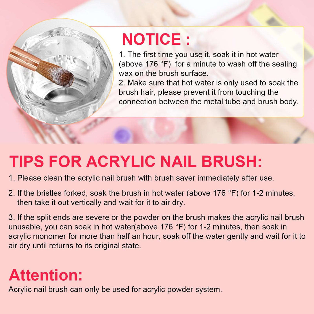7PCS Acrylic Nail Brush Set - Size 4/6/8/10/12/14/16