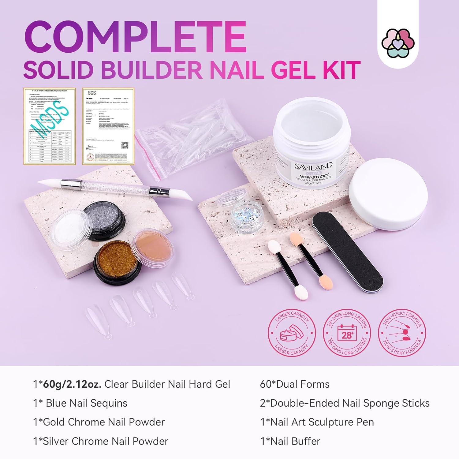 60g Large Capacity Solid Builder Nail Gel - Saviland Official