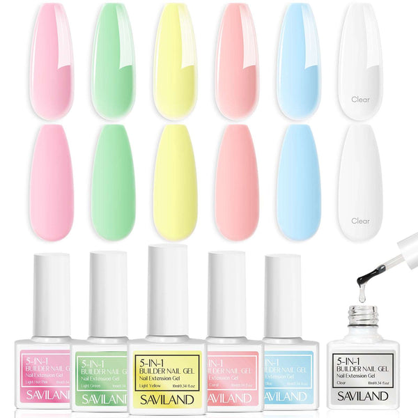 5-in-1 6 Colors Builder Nail Gel Set - Clear Pink Jelly
