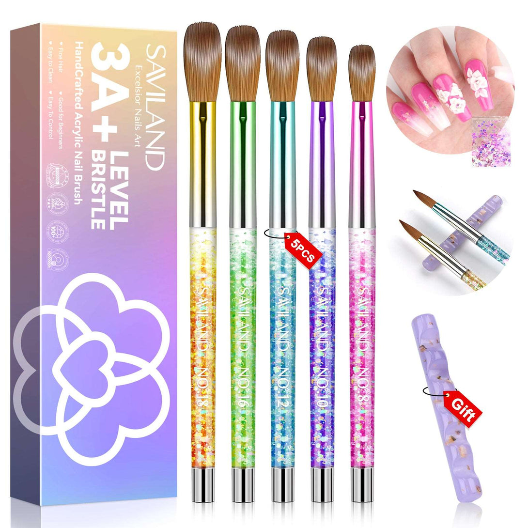 3pcs Acrylic Nail Brush Set, Size 8/10/14 Kolinsky Acrylic Nail Brushes