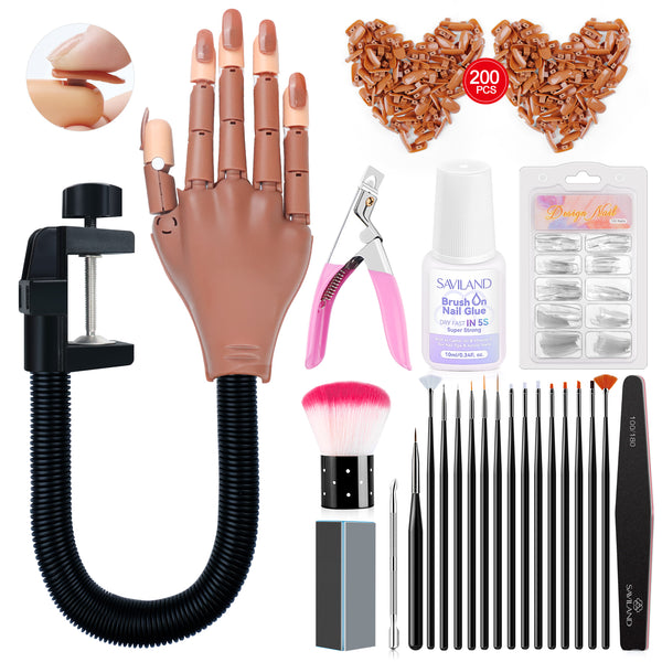 [US ONLY]Flexible Practice Hand for Acrylic Nails - Complete Nail Kit for Beginners