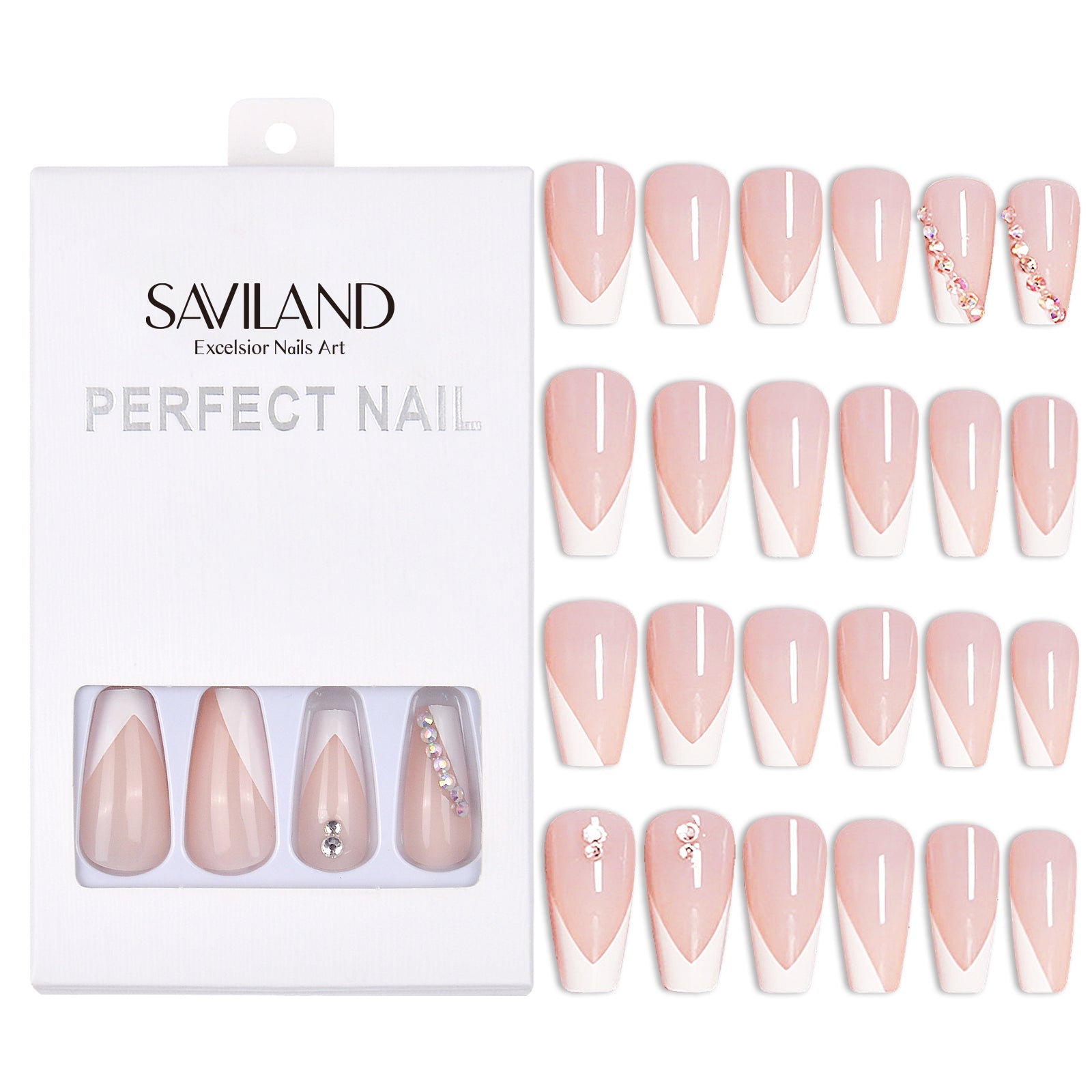 [US ONLY]24pcs Press-On Nails Pink and Blue with Butterfly