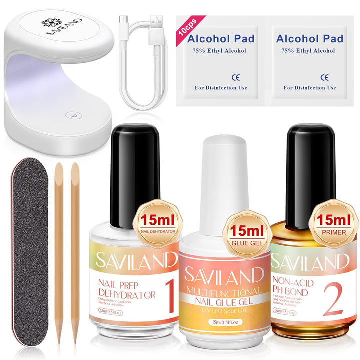 6-in-1 Nail Glue Gel Kit with Nail Dehydrator and Primer