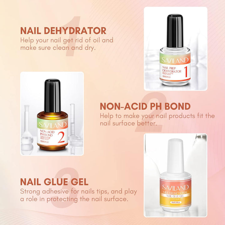 saviland nail glue, nail dehydrator and primer