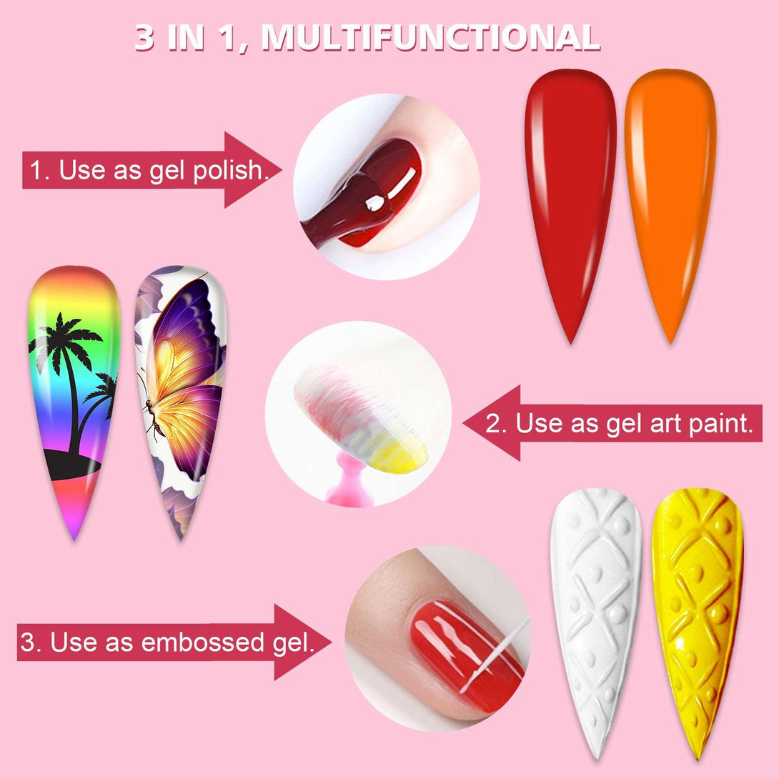 12 Colors Soak Off Gel Paint Kit | Gel Polish Kit