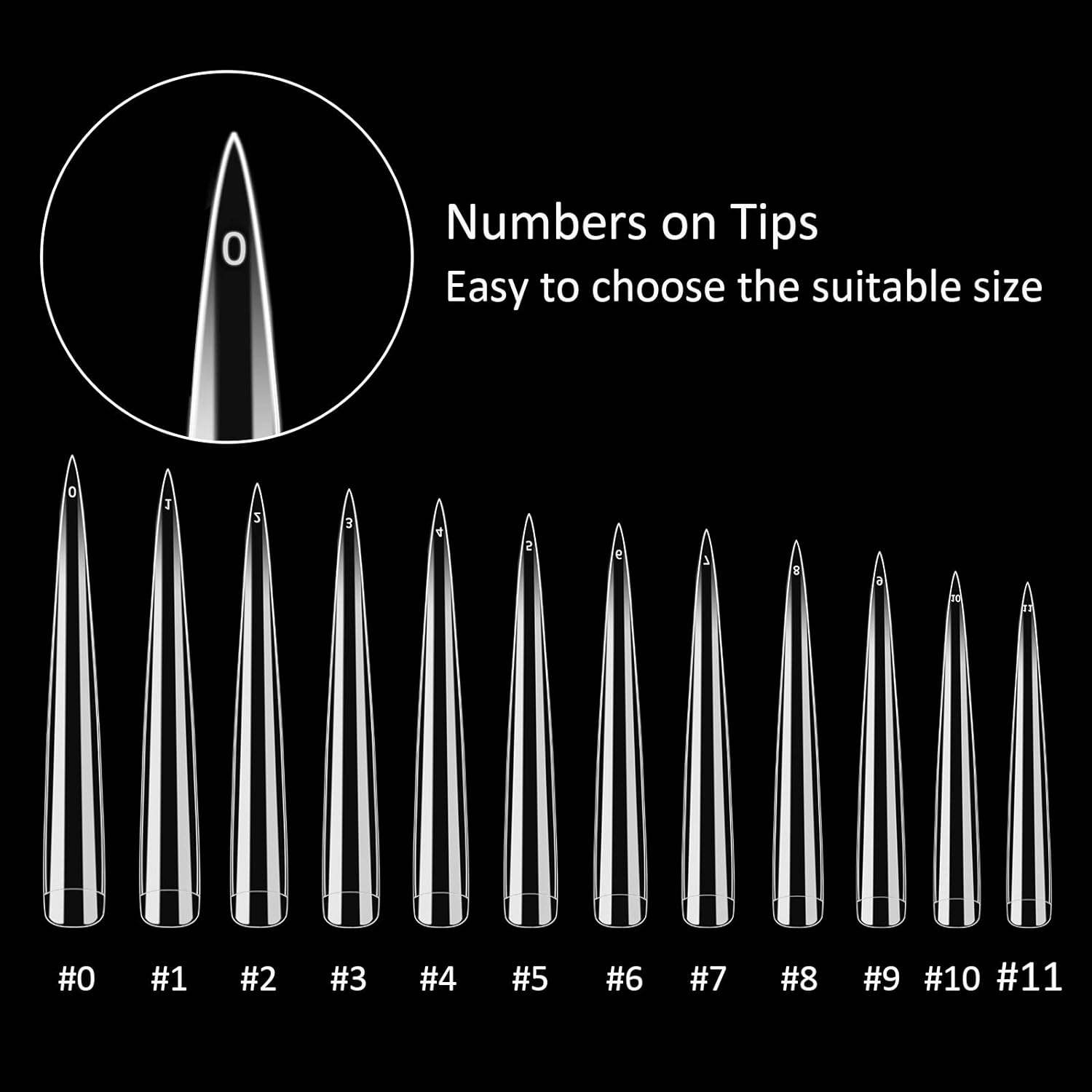 [US ONLY]120pcs Clear Stiletto Extra Long Sharp False Nail Tips